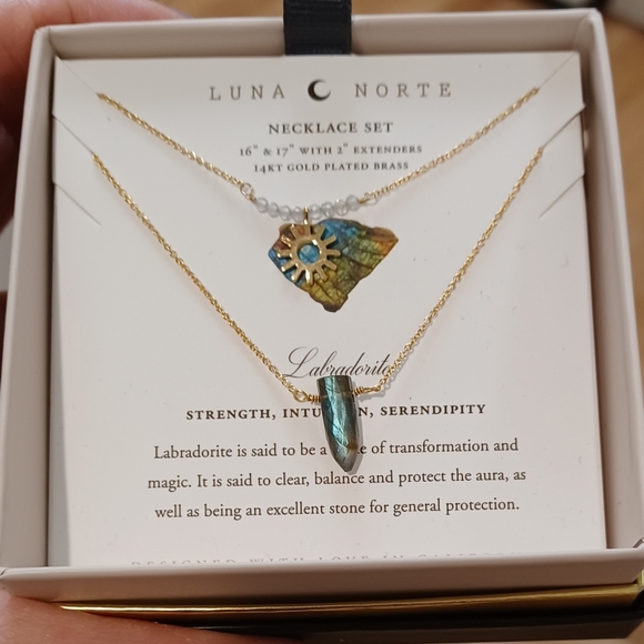 2 Pc Luna Norte gold  plated double Layer Necklace With 14kt gold plated - Picture 7 of 7